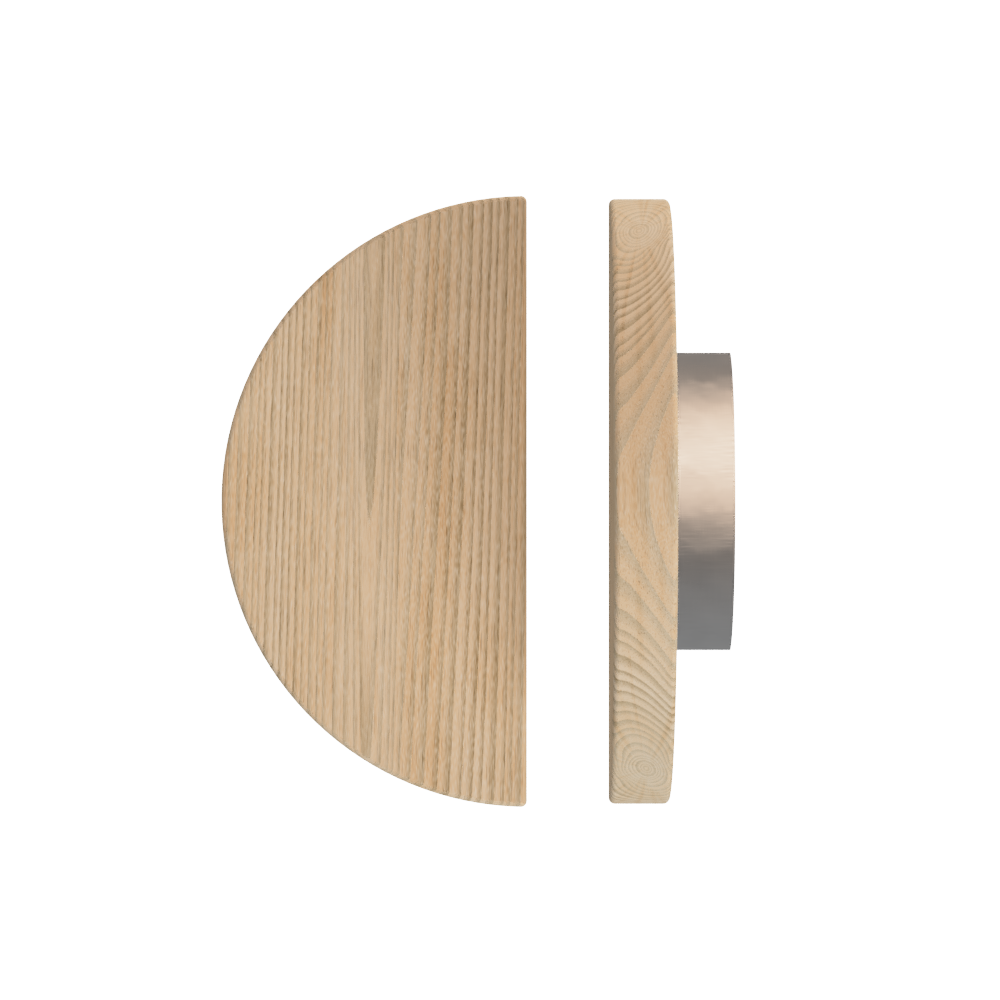 Single T02 Timber Entrance Pull Handle, Tasmanian Oak, Ø300mm, Coated in Hard Wax (accentuates rich colours) in Tasmanian Oak / Satin Anodised Nickel
