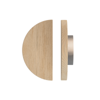 Timber pull handle in Tasmanian Oak by Style Finish Doorware, single T02 design for doors, natural wood grain visible.