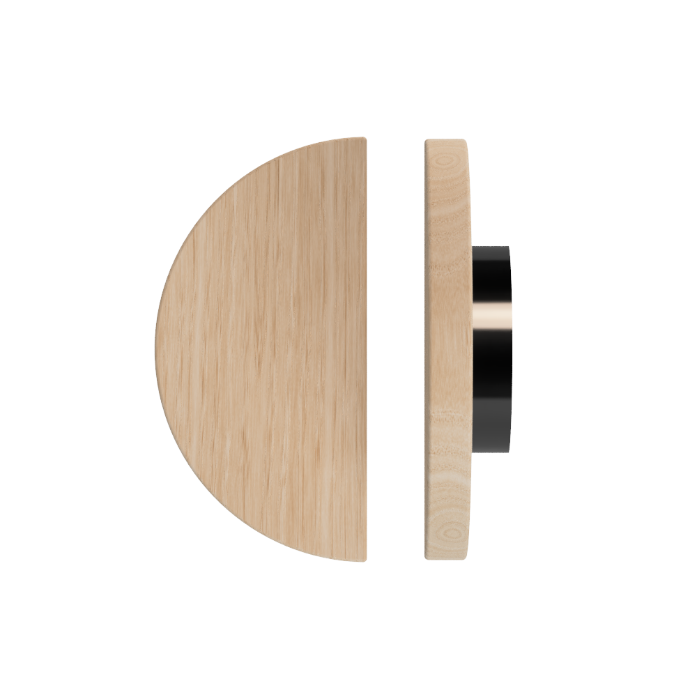 Single T02 Timber Entrance Pull Handle, Victorian Ash, Ø300mm, Coated in Hard Wax (accentuates rich colours) in Victorian Ash / Satin Anodised Gun Metal