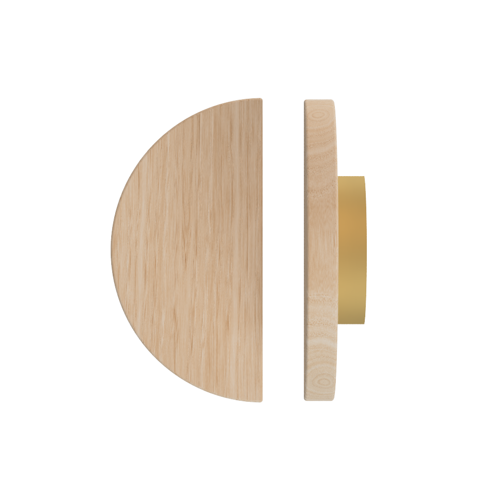 Single T02 Timber Entrance Pull Handle, Victorian Ash, Ø300mm, Coated in Hard Wax (accentuates rich colours) in Victorian Ash / Satin Anodised Brass