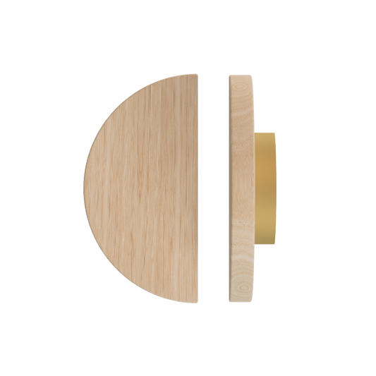 Single T02 Timber Entrance Pull Handle, Victorian Ash, Ø300mm, Coated in Hard Wax (accentuates rich colours) in Victorian Ash / Satin Anodised Brass