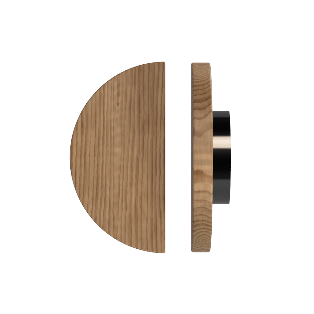 Single T02 Timber Entrance Pull Handle, American Walnut, Ø300mm, Coated in Hard Wax (accentuates rich colours) in Black Walnut / Satin Anodised Gun Metal