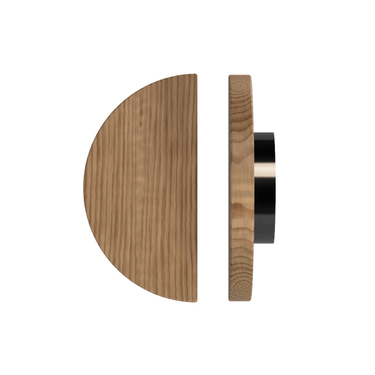Single T02 Timber Entrance Pull Handle, American Walnut, Ø300mm, Coated in Hard Wax (accentuates rich colours) in Black Walnut / Satin Anodised Gun Metal