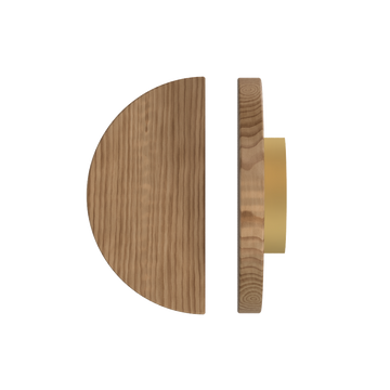 Single T02 Timber Entrance Pull Handle, American Walnut, Ø300mm, Coated in Hard Wax (accentuates rich colours) in Black Walnut / Satin Anodised Brass