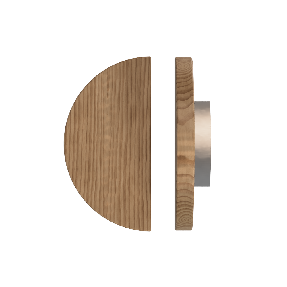 Single T02 Timber Entrance Pull Handle, American Walnut, Ø300mm, Coated in Hard Wax (accentuates rich colours) in Black Walnut / Satin Anodised Nickel