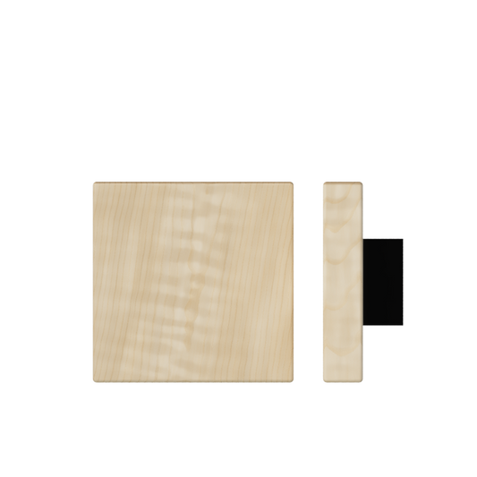 Single T03 Timber Entrance Pull Handle, American White Oak, 150mm x 150mm x Projection 68mm, Coated in Hard Wax (accentuates rich colours) in White Oak / Satin Anodised Gun Metal