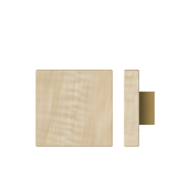Single T03 Timber Entrance Pull Handle, American White Oak, 150mm x 150mm x Projection 68mm, Coated in Hard Wax (accentuates rich colours) in White Oak / Satin Anodised Brass
