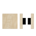 Pair of Style Finish Doorware T03 Timber Pull Handles in American Oak, 150mm x 150mm, with black accents.