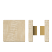 Pair of Style Finish Doorware T03 Timber Pull Handles in American Oak, 150mm x 150mm, modern door hardware with wood finish