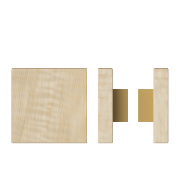 Pair T03 Timber Entrance Pull Handle, American White Oak, Back to Back Pair, 150mm x 150mm x Projection 68mm, Coated in Hard Wax (accentuates rich colours) in White Oak / Satin Anodised Brass