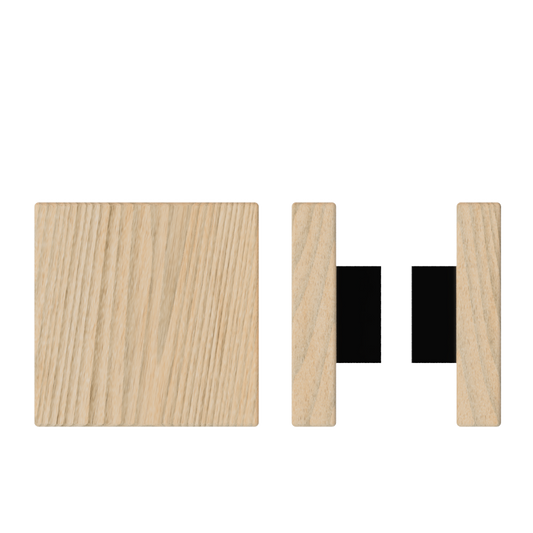 Pair T03 Timber Entrance Pull Handle, Tasmanian Oak, Back to Back Pair, 150mm x 150mm x Projection 68mm, Coated in Hard Wax (accentuates rich colours) in Tasmanian Oak / Satin Anodised Gun Metal