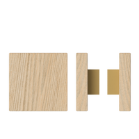 Pair of T03 Timber Pull Handles in Tasmanian Oak, 150mm x 150mm, by Style Finish Doorware, shown mounted on a door.