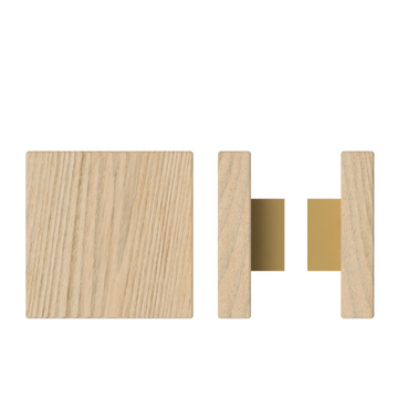Pair T03 Timber Entrance Pull Handle, Tasmanian Oak, Back to Back Pair, 150mm x 150mm x Projection 68mm, Coated in Hard Wax (accentuates rich colours) in Tasmanian Oak / Satin Anodised Brass