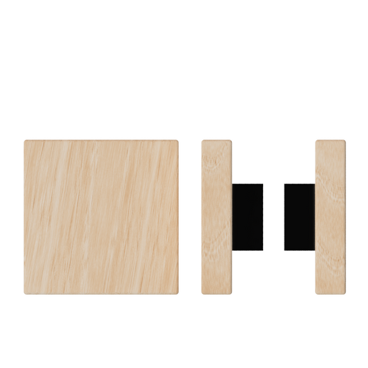Pair T03 Timber Entrance Pull Handle, Victorian Ash, Back to Back Pair, 150mm x 150mm x Projection 68mm, Coated in Hard Wax (accentuates rich colours) in Victorian Ash / Satin Anodised Gun Metal