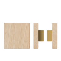 Pair of T03 Timber Pull Handles in Victorian Ash, 150mm x 150mm, by Style Finish Doorware, mounted on doors.