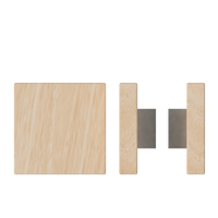 Pair of T03 Timber Pull Handles in Victorian Ash by Style Finish Doorware, 150mm x 150mm, showcasing natural wood grain.