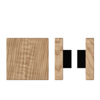Pair of T03 Timber Pull Handles in American Walnut by Style Finish Doorware, 150mm x 150mm, shown in natural wood finish.