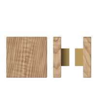 Pair of T03 Timber pull handles in American Walnut by Style Finish Doorware, 150mm x 150mm, mounted on a door.