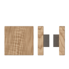 Pair of T03 Timber pull handles in American Walnut by Style Finish Doorware, 150mm x 150mm, with sleek modern design.
