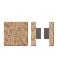 Pair of T03 Timber pull handles in American Walnut by Style Finish Doorware, 150mm x 150mm, with sleek modern design.