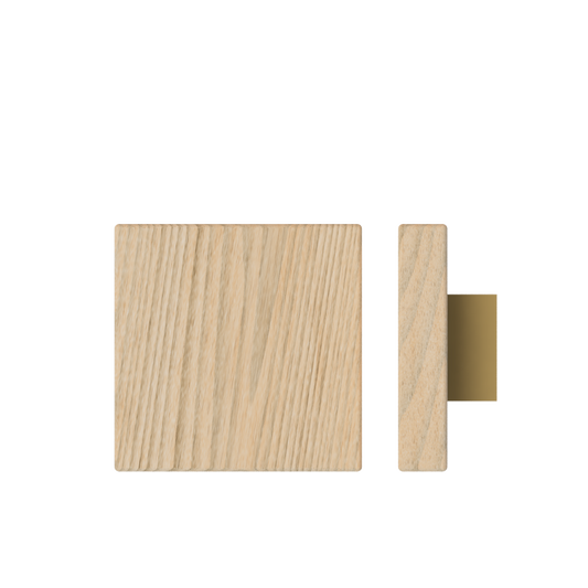 Single T03 Timber Entrance Pull Handle, Tasmanian Oak, 150mm x 150mm x Projection 68mm, Coated in Hard Wax (accentuates rich colours) in Tasmanian Oak / Satin Anodised Brass
