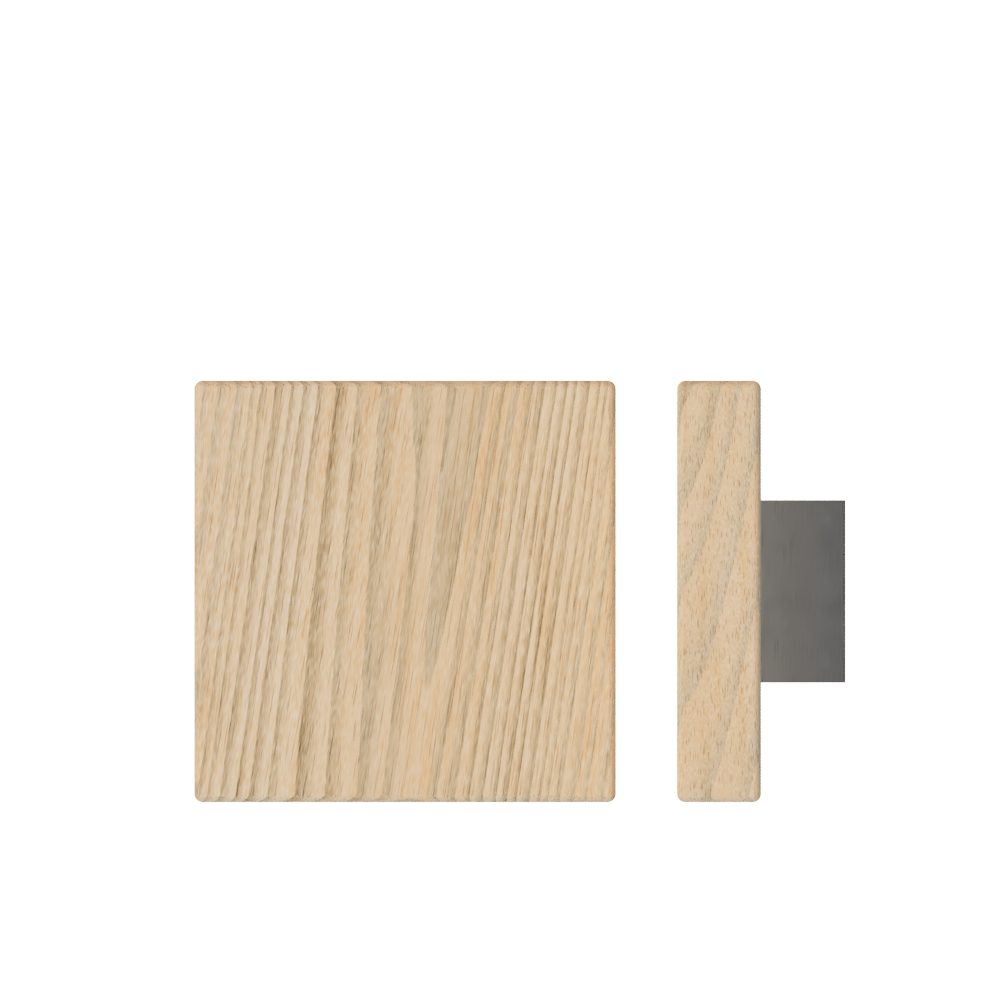 Single T03 Timber Entrance Pull Handle, Tasmanian Oak, 150mm x 150mm x Projection 68mm, Coated in Hard Wax (accentuates rich colours) in Tasmanian Oak / Satin Anodised Nickel