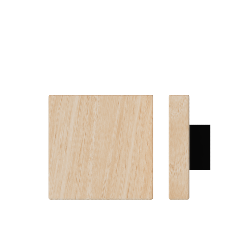 Timber T03 Victorian Ash pull handle by Style Finish Doorware, 150mm x 150mm, black finish on a door.