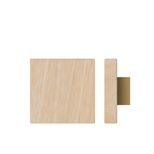 Single T03 Timber Entrance Pull Handle, Victorian Ash, 150mm x 150mm x Projection 68mm, Coated in Hard Wax (accentuates rich colours) in Victorian Ash / Satin Anodised Brass