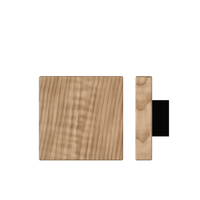 Timber pull handle by Style Finish Doorware in American Walnut, 150mm x 150mm, with a sleek black finish.