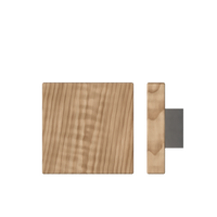 Timber pull handle in American Walnut by Style Finish Doorware, 150mm x 150mm, sleek single door hardware.