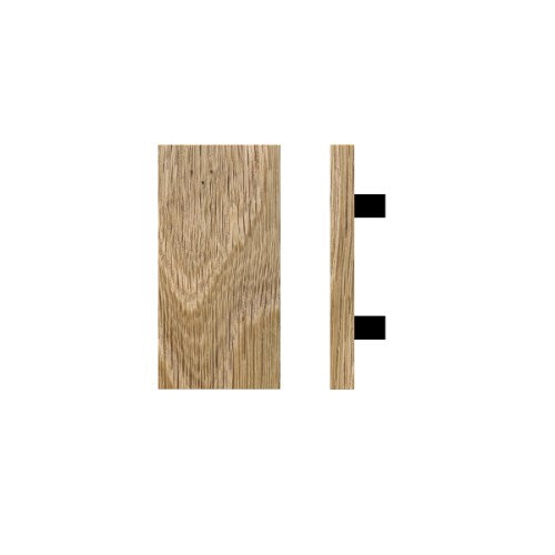 Single T04 Timber Entrance Pull Handle, American White Oak, 300mm x 150mm x Projection 68mm, Coated in Raw Timber (ready to stain or paint) in White Oak / Powder Coat
