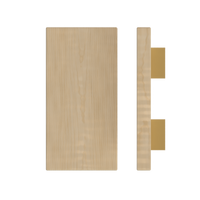 American Oak T04 Timber Pull Handle by Style Finish Doorware, 300mm length and 150mm width, shown on a door.