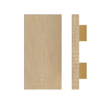 Single T04 Timber Entrance Pull Handle, American White Oak, 300mm x 150mm x Projection 68mm, Coated in Hard Wax (accentuates rich colours) in White Oak / Satin Anodised Brass