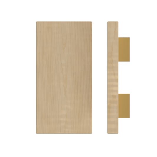 Single T04 Timber Entrance Pull Handle, American White Oak, 300mm x 150mm x Projection 68mm, Coated in Hard Wax (accentuates rich colours) in White Oak / Satin Anodised Brass