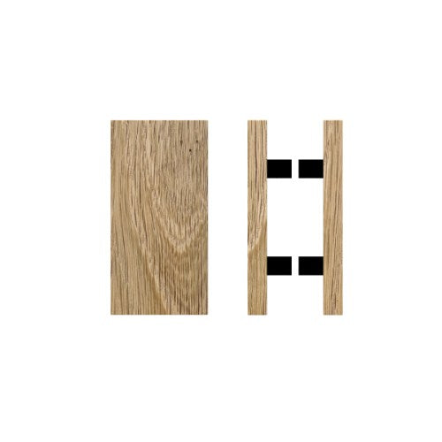 Pair T04 Timber Entrance Pull Handle, American White Oak, Back to Back Pair, 300mm x 150mm x Projection 68mm, Coated in Raw Timber (ready to stain or paint) in White Oak / Powder Coat