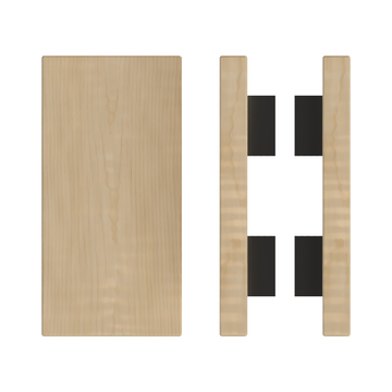 Pair T04 Timber Entrance Pull Handle, American White Oak, Back to Back Pair, 300mm x 150mm x Projection 68mm, in Raw Timber (ready to stain or paint) in White Oak / Black