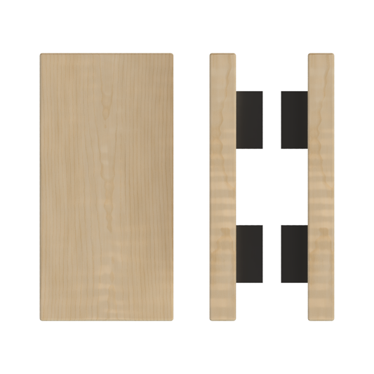 Pair T04 Timber Entrance Pull Handle, American White Oak, Back to Back Pair, 300mm x 150mm x Projection 68mm, Coated in Hard Wax (accentuates rich colours) in White Oak / Satin Anodised Gun Metal