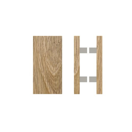 Pair T04 Timber Entrance Pull Handle, American White Oak, Back to Back Pair, 300mm x 150mm x Projection 68mm, Coated in Raw Timber (ready to stain or paint) in White Oak / Polished Nickel