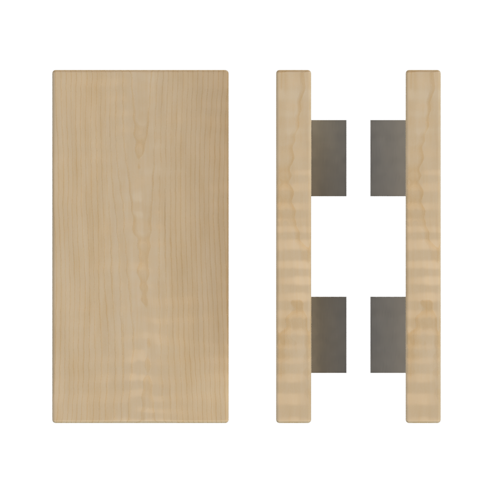 Pair T04 Timber Entrance Pull Handle, American White Oak, Back to Back Pair, 300mm x 150mm x Projection 68mm, Coated in Hard Wax (accentuates rich colours) in White Oak / Satin Anodised Nickel