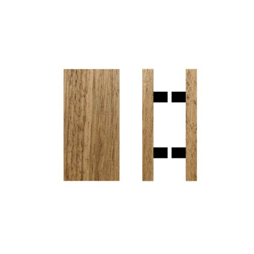 Pair T04 Timber Entrance Pull Handle, Tasmanian Oak, Back to Back Pair, 300mm x 150mm x Projection 68mm, Coated in Raw Timber (ready to stain or paint) in Tasmanian Oak / Powder Coat