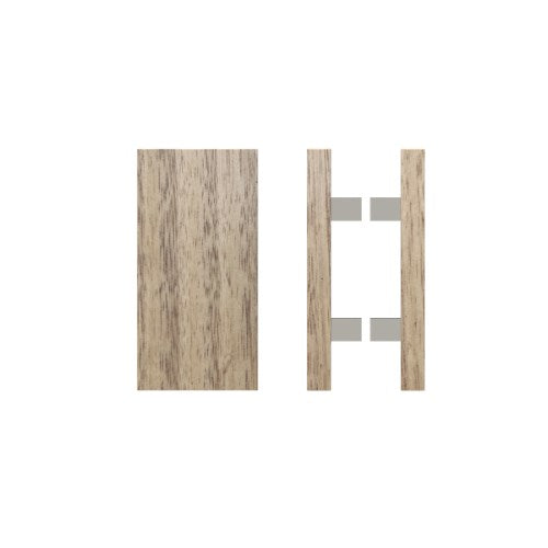 Pair T04 Timber Entrance Pull Handle, Victorian Ash, Back to Back Pair, 300mm x 150mm x Projection 68mm, Coated in Raw Timber (ready to stain or paint) in Victorian Ash / Polished Nickel