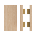 Pair of T04 Timber Victorian Ash pull handles, 300mm length, 150mm width, by Style Finish Doorware, shown mounted on doors.