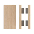 Pair of T04 Timber Pull Handles in Victorian Ash, 300mm length, 150mm width from Style Finish Doorware, mounted on doors