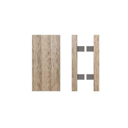 Pair T04 Timber Entrance Pull Handle, Victorian Ash, Back to Back Pair, 300mm x 150mm x Projection 68mm, Coated in Raw Timber (ready to stain or paint) in Victorian Ash / Satin Nickel
