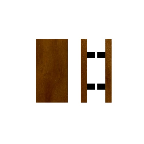 Pair T04 Timber Entrance Pull Handle, American Walnut, Back to Back Pair, 300mm x 150mm x Projection 68mm, Coated in Raw Timber (ready to stain or paint) in Walnut / Powder Coat