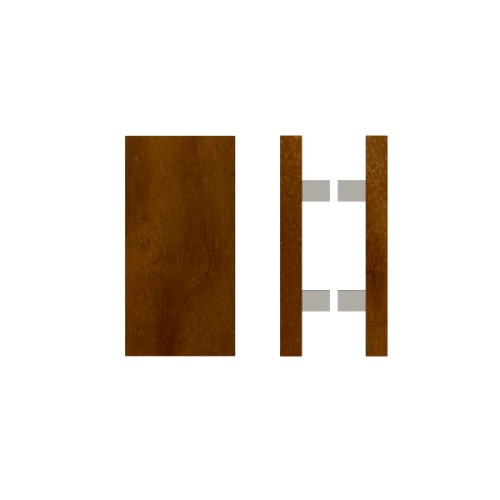 Pair T04 Timber Entrance Pull Handle, American Walnut, Back to Back Pair, 300mm x 150mm x Projection 68mm, Coated in Raw Timber (ready to stain or paint) in Walnut / Polished Nickel