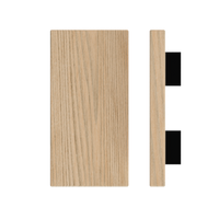 Timber pull handle in Tasmanian Oak, 300mm length, 150mm width by Style Finish Doorware, shown on a door.