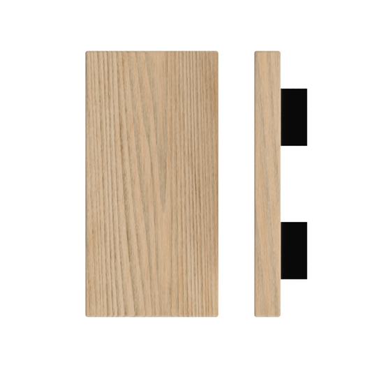 Single T04 Timber Entrance Pull Handle, Tasmanian Oak, 300mm x 150mm x Projection 68mm, Coated in Hard Wax (accentuates rich colours) in Tasmanian Oak / Satin Anodised Gun Metal