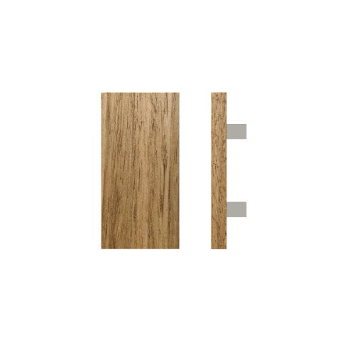Single T04 Timber Entrance Pull Handle, Tasmanian Oak, 300mm x 150mm x Projection 68mm, Coated in Raw Timber (ready to stain or paint) in Tasmanian Oak / Polished Nickel