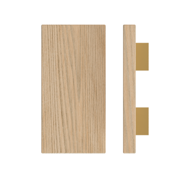 Single T04 Timber Entrance Pull Handle, Tasmanian Oak, 300mm x 150mm x Projection 68mm, Coated in Hard Wax (accentuates rich colours) in Tasmanian Oak / Satin Anodised Brass